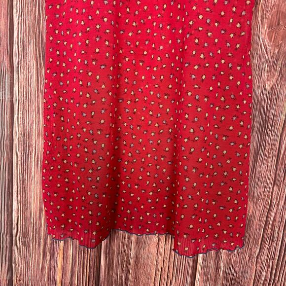 Vintage Victoria's Secret Red Floral Nightgown Dress Mesh Padded Size Large - Picture 7 of 8